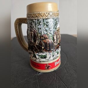 Vintage 1987 Budweiser Clydesdale Collector Holiday Beer Stein "C" Series